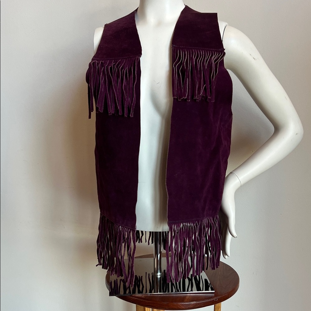 Hand Crafted suede Purple Fringe Vest